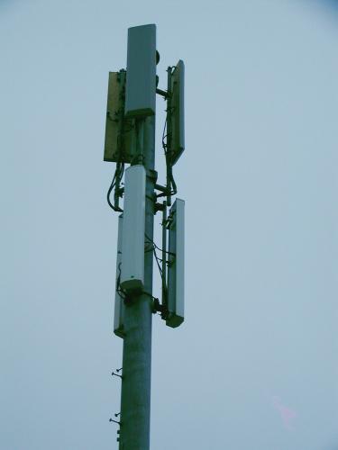 A closeup of the 2 providers panel antennas.