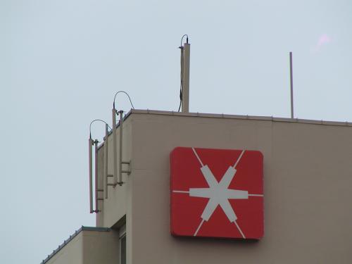 Closeup of antennas on roof